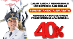 Pemkot Surabaya Berikan Diskon BPHTB hingga 40 Persen Sambut HUT Ke-80 RI