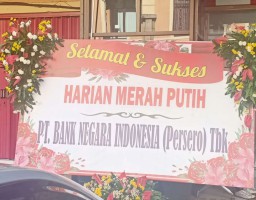 Sampaikan Selamat dan Sukses Harian Merah Putih, BNI Kirim Karangan Bunga
