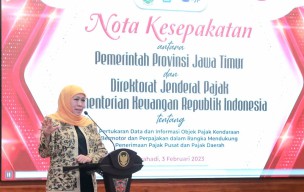 Gubernur Khofifah: Bentuk Optimalisasi Pertukaran dan Pemanfaatan Data Informasi Perpajakan Pusat da