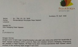 Satu Pedagang Confirm Covid -19, Pasar Kapasan Surabaya Ditutup