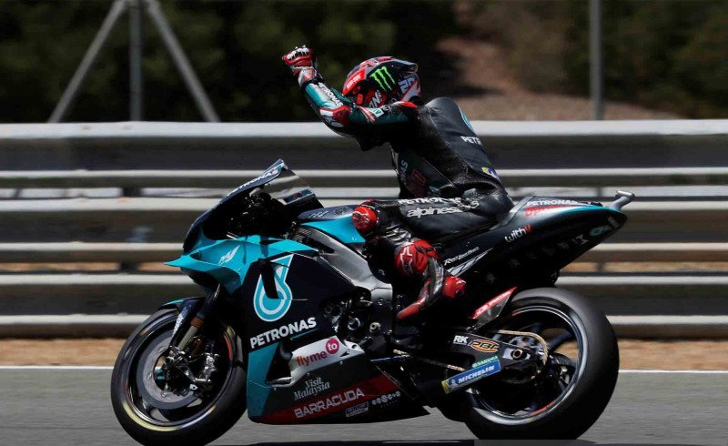 Pebalap Petronas Yamaha SRT Fabio Quartararo. ANTARA FOTO/REUTERS/Jon Nazca/wsj.

