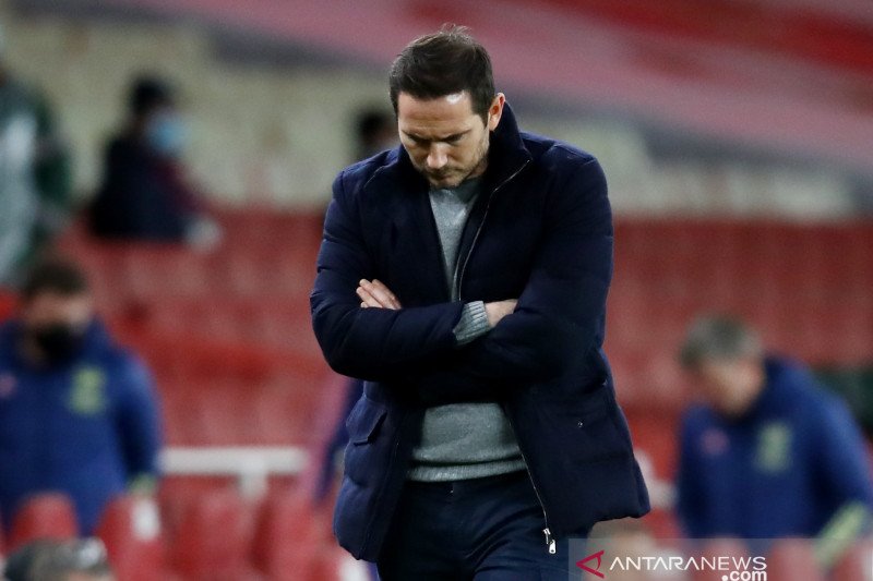 Ekspresi Frank Lampard usai Chelsea kalah atas Arsenal dalam derby London di Emirates Stadium, London, Inggris pada 26 Desember.(Pool via REUTERS/JULIAN FINNEY)