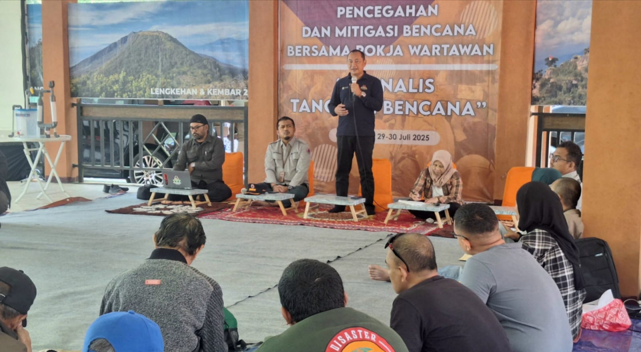Gatot Soebroto, Kepala Pelaksana BPBD Jatim, membuka kegiatan, Selasa (29/7/2025).