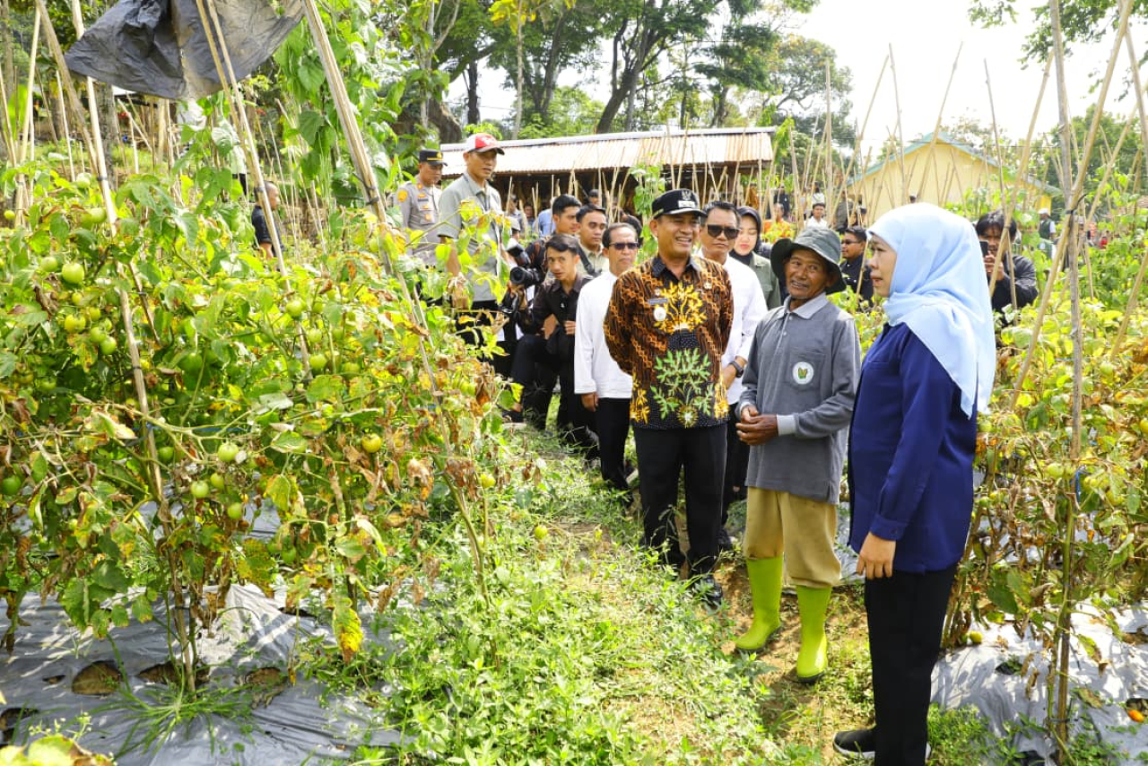 Gubernur Jawa Timur Khofifah Indar Parawansa di Desa Kare, Kabupaten Madiun, Jumat (26/9)