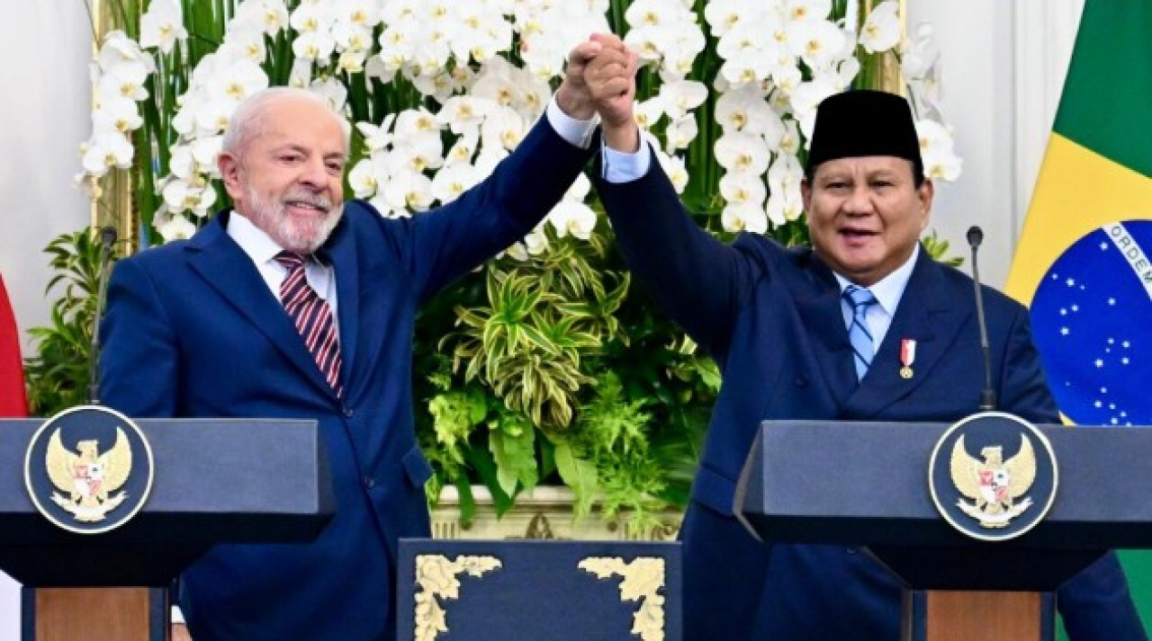 Presiden Republik Indonesia, Prabowo Subianto saat keterangan pers bersama Presiden Republik Federasi Brasil, Luiz Inácio Lula da Silva di Istana Merdeka, Jakarta, pada Kamis, 23 Oktober 2025. Foto: BPMI Setpres/Cahyo