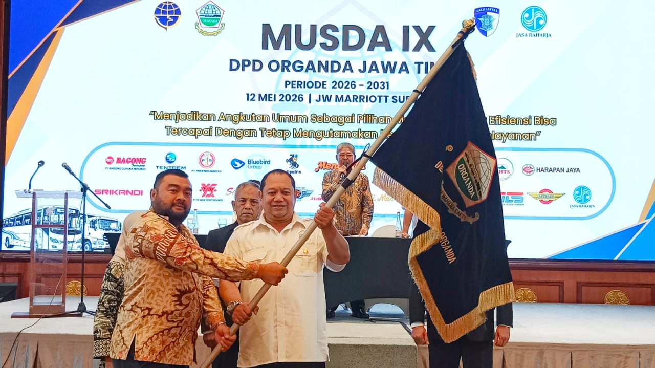 Firmansyah Mustafa sebagai Ketua DPD Organda Jatim periode 2026-2031.