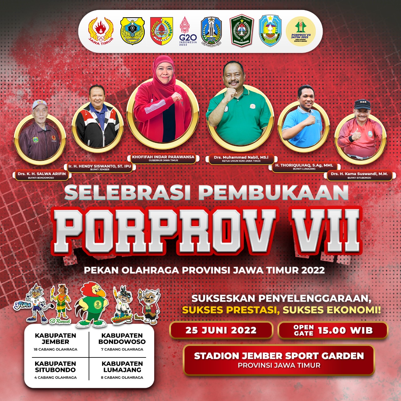 Pembukaan Pekan Olahraga Provinsi (Porprov) Jatim VII 2022 digelar di Jember Sport Garden, Sabtu (25/6) 