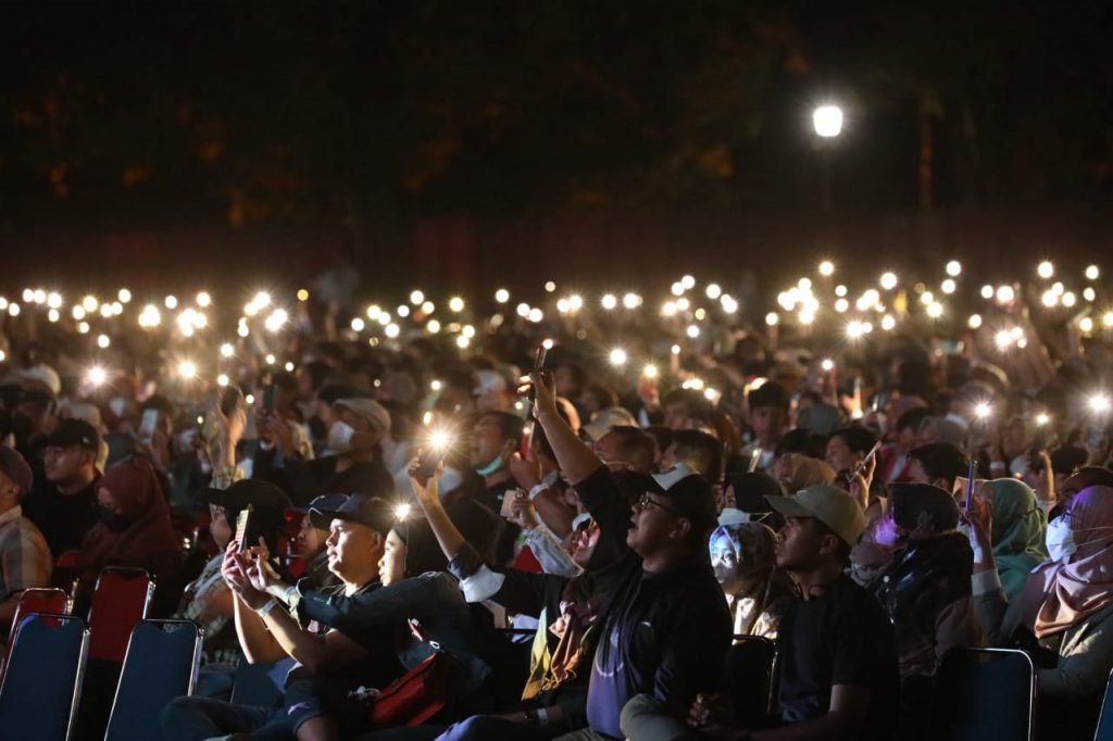 keseruan Prambanan Jazz Festival 2022 di kawasan Candi Prambanan, Sabtu (2/7/2022) malam. 