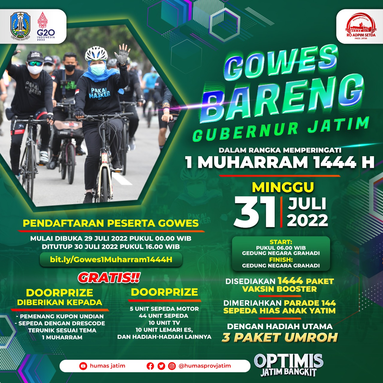 Gubernur Khofifah Ajak Masyarakat Gowes Peringatan 1 Muharram