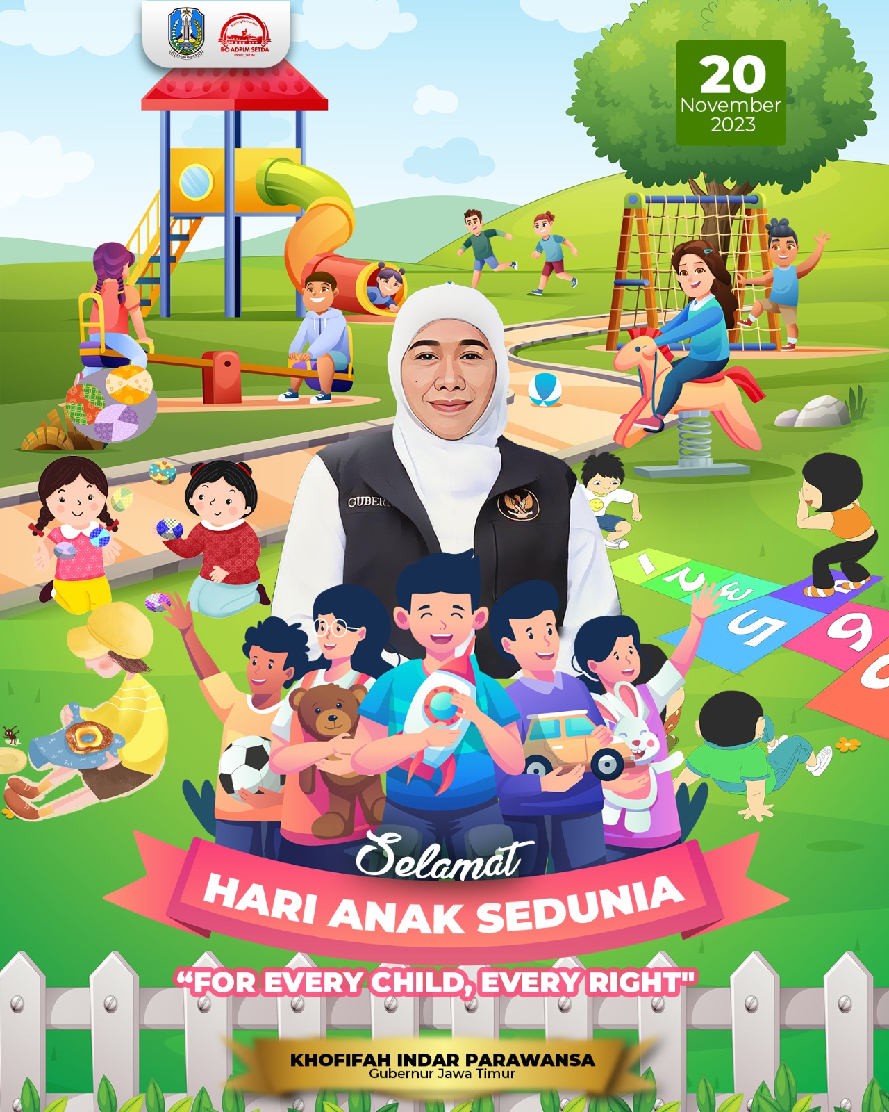 Hari Anak Sedunia, Gubernur Khofifah Serukan Dunia Penuhi Hak dan Perindungan Anak-Anak Palestina