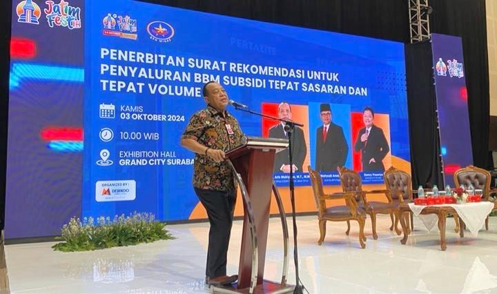 Dinas ESDM Jawa Timur bersamq BPH Migas mengadakan sosialisasi terkait penerbitan surat rekomendasi untuk penyaluran BBM bersubsidi