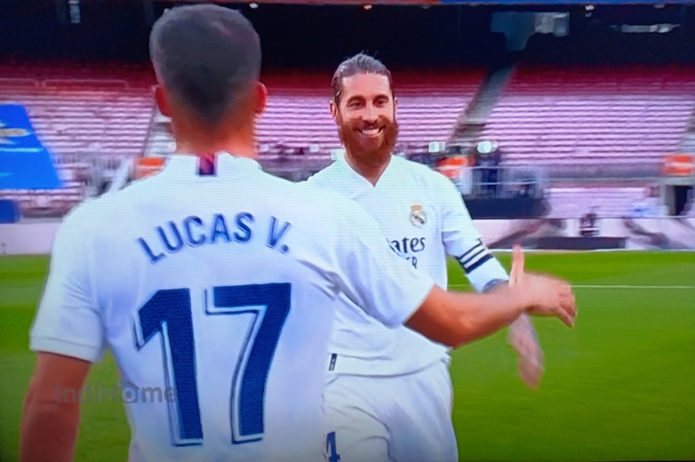 Kapten tim Sergio Ramos yang mencetak satu gol di laga El Clasico. screen shoot/HMP