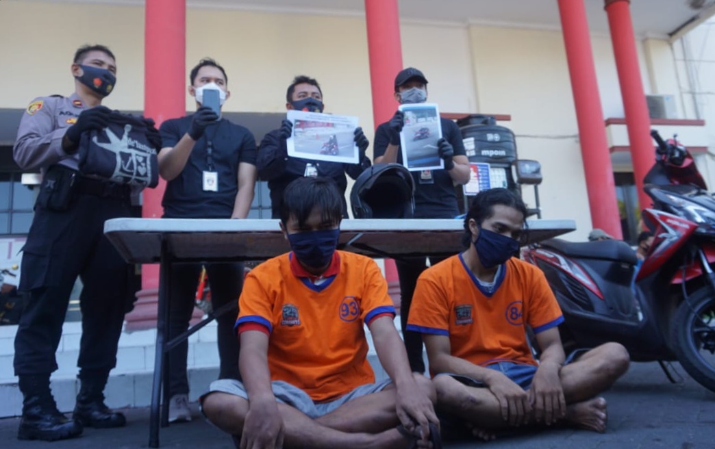 Konferensi pers hasil ungkap kasus curanmor oleh Satreskrim Polrestabes Surabaya, Kamis (27/8/2020).