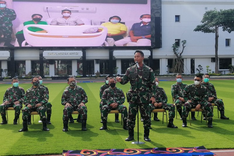 Kepala Staf TNI AD, Jenderal TNI Andika Perkasa, saat jumpa pers di Markas Besar TNI AD, Jakarta, Selasa (9-3-2021). ANTARA/Syaiful Hakim