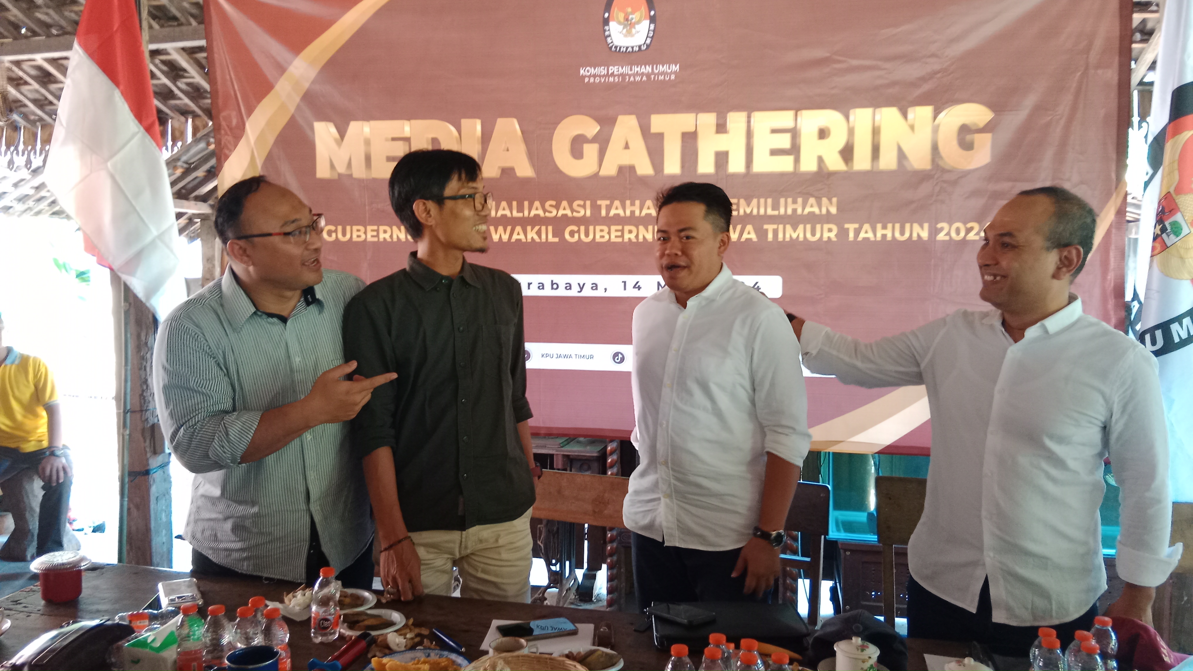 media gathering yang digelar oleh KPU Jawa Timur di Surabaya, Selasa (14/5/2024).