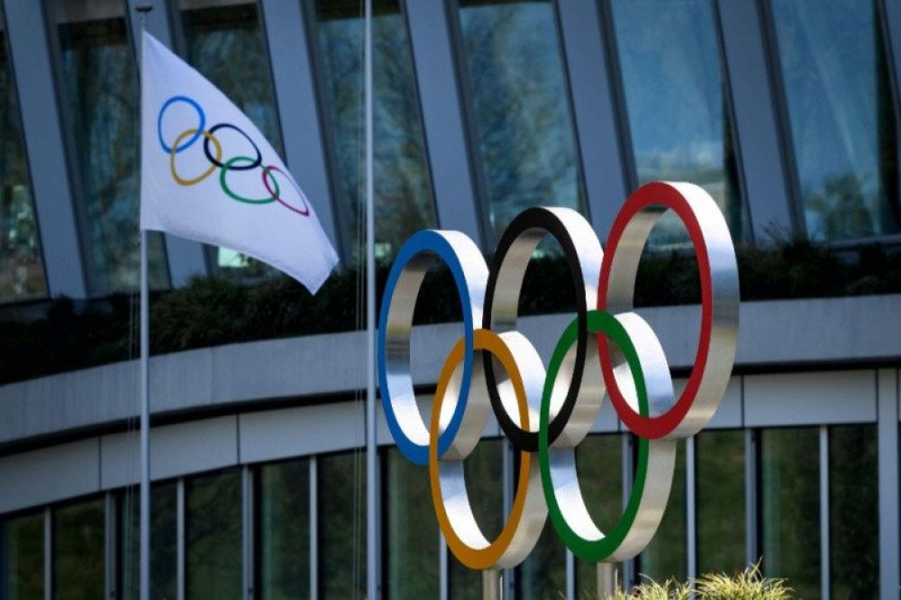 Logo Komite Olimpiade Internasional (IOC). ANTARA/AFP/Fabrice Coffrini. ANTARA