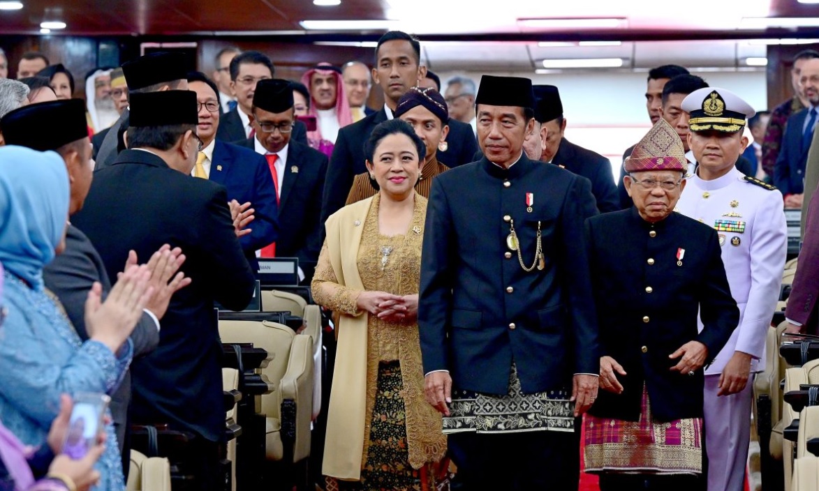 Presiden Joko Widodo tiba di Gedung Nusantara MPR/DPR/DPD RI, Jakarta, pada Jumat, 16 Agustus 2024. Foto: BPMI Setpres/Muchlis Jr