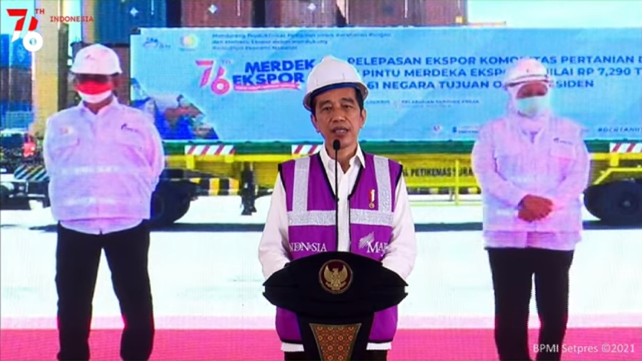 Pelepasan Ekspor Dilakukan Secara Virtual oleh Presiden Joko Widodo dari Istana Bogor 