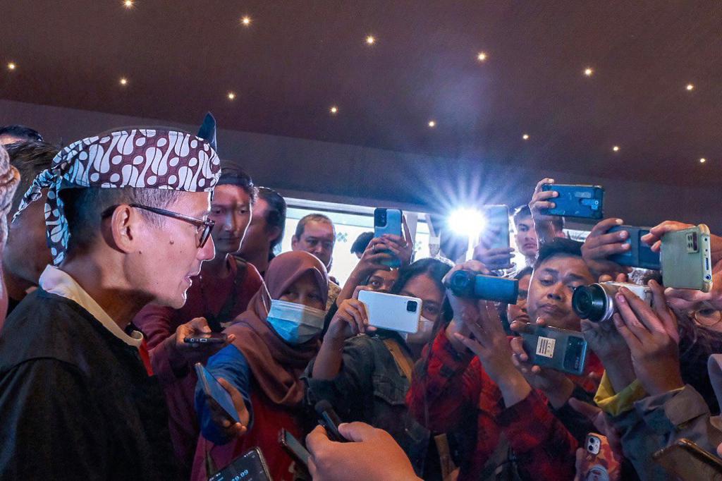 Menparekraf Sandiaga Salahuddin Uno saat menghadiri kegiatan KaTa Kreatif di Kabupaten Karanganyar, Kamis (14/9/2023).