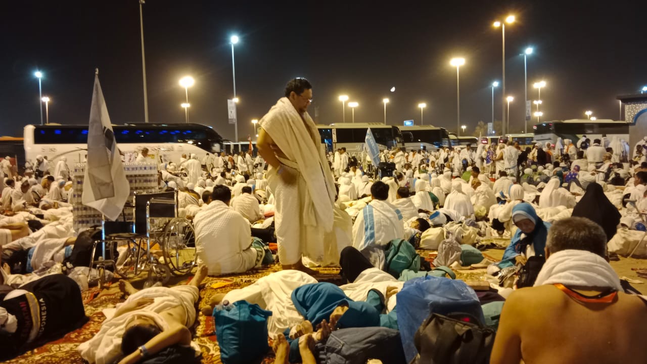 suasana jamaah haji 2023 di Muzdalifah 