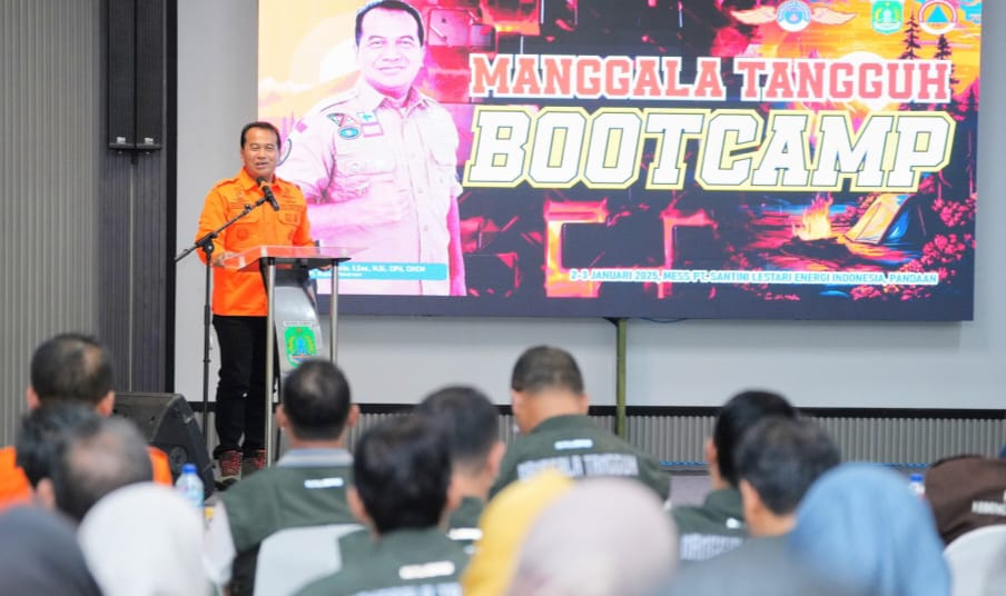 Penjabat (Pj.) Bupati Pasuruan, Nurkholis pada pembukaan Manggala Tangguh Bootcamp Tahun 2025, Kamis (2/1/2025),