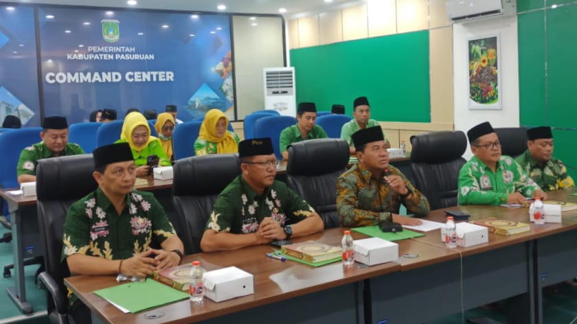 Penjabat (Pj) Bupati Pasuruan, Nurkholis berpamitan secara daring kepada seluruh staf Pemkab Pasuruan, Kamis (13/2/2025)