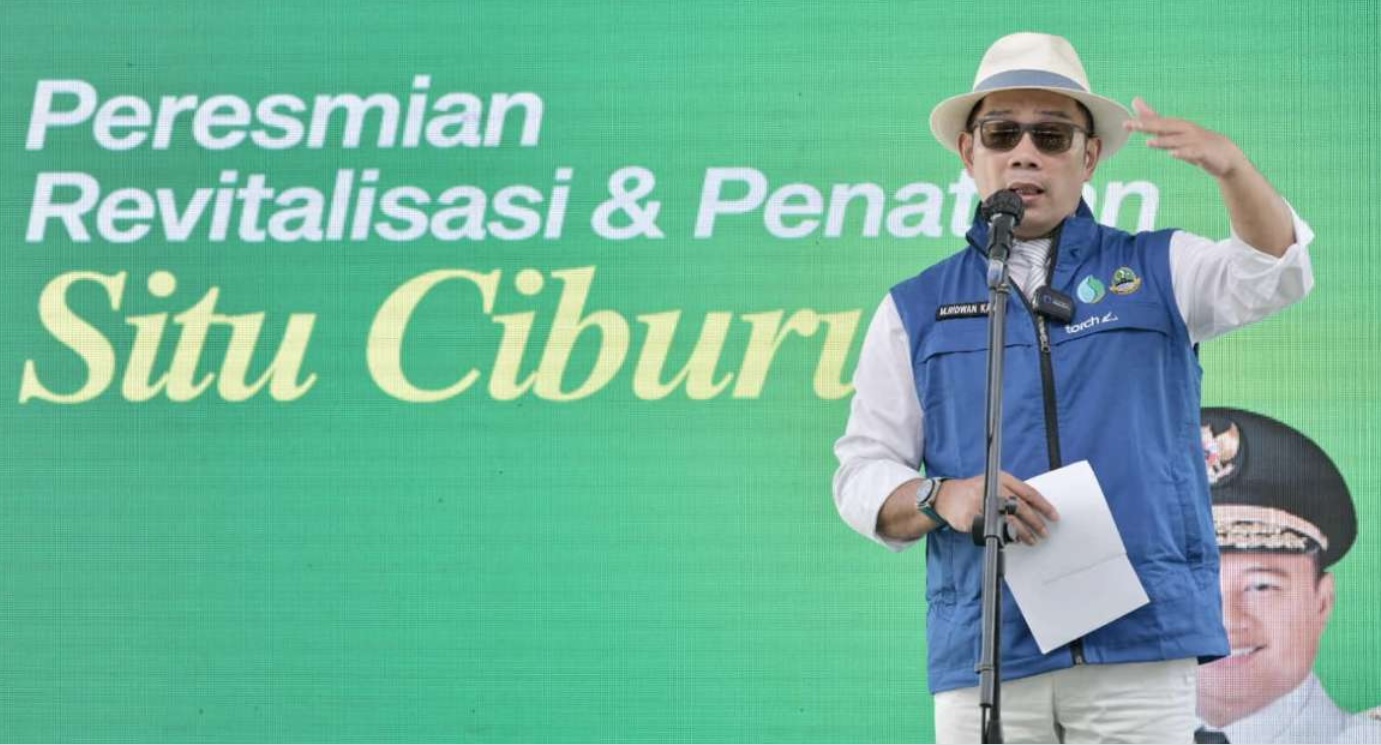 Gubernur Jawa Barat Ridwan Kamil meresmikan Situ Ciburuy  yang sudah selesai direvitalisasi di Kabupaten Bandung Barat, Sabtu (13/8/2022).