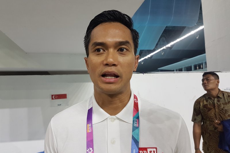 Ketua Umum Persatuan Renang Seluruh Indonesia (PRSI) Anindya Bakrie di Stadion Akuatik GBK, Jakarta, Rabu (22/8/2018). (Yashinta Difa/ANTARA)