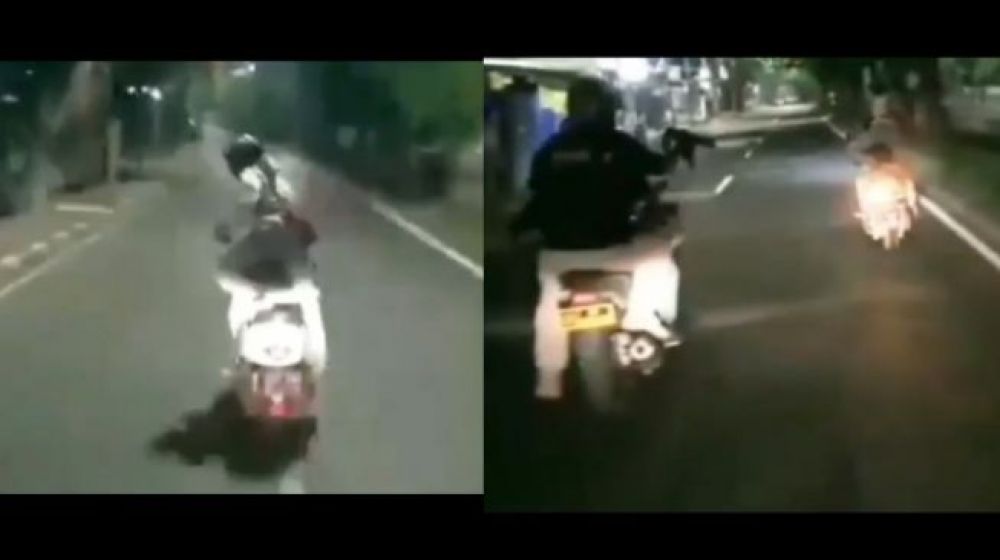 Aksi saling kejar antara begal dan petugas kepolisian viral di media sosial. (@fakta. indo)