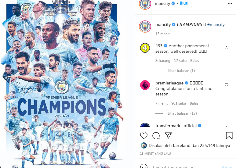 United Kalah dari Leicester, ManCity Juara Liga Inggris