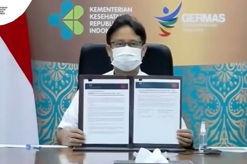Menteri Kesehatan Budi Gunadi Sadikin menandatangani formulir B vaksin GAVI COVAX Facility. ANTARA/tangkapan layar