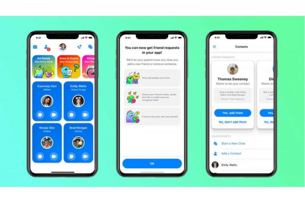 Aplikasi  Messenger Kids dari Facebook yang bisa dinikmati orang tua dan anak-anak saat belajar di rumah dan tak bisa bertemu teman-temannya. (Foto: ANT)