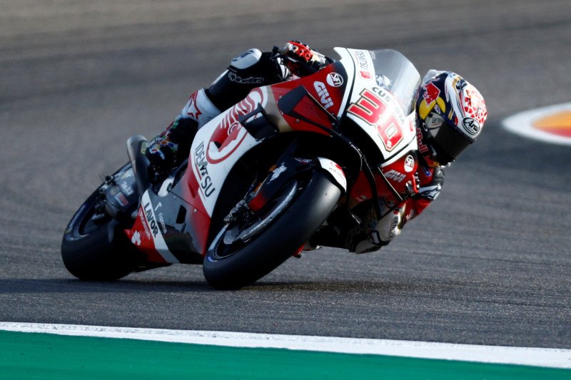 Pebalap tim LCR Honda Takaaki Nakagami di sesi latihan bebas Grand Prix Teruel, Sirkuit Ricardo Tormo, Valencia, Spanyol. (25/10/2020) Reuters/Sergio Perez
