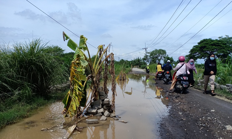 Kondisi jalan Bringkang ke Pranti Kecamatan Menganti Kabupaten Gresik semakin hari semakin parah. HMP/ONO