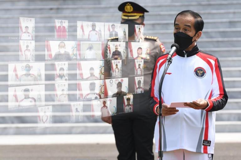 Presiden Jokowi melepas kontingen Indonesia yang akan berlaga di Olimpiade Tokyo 2021. ist