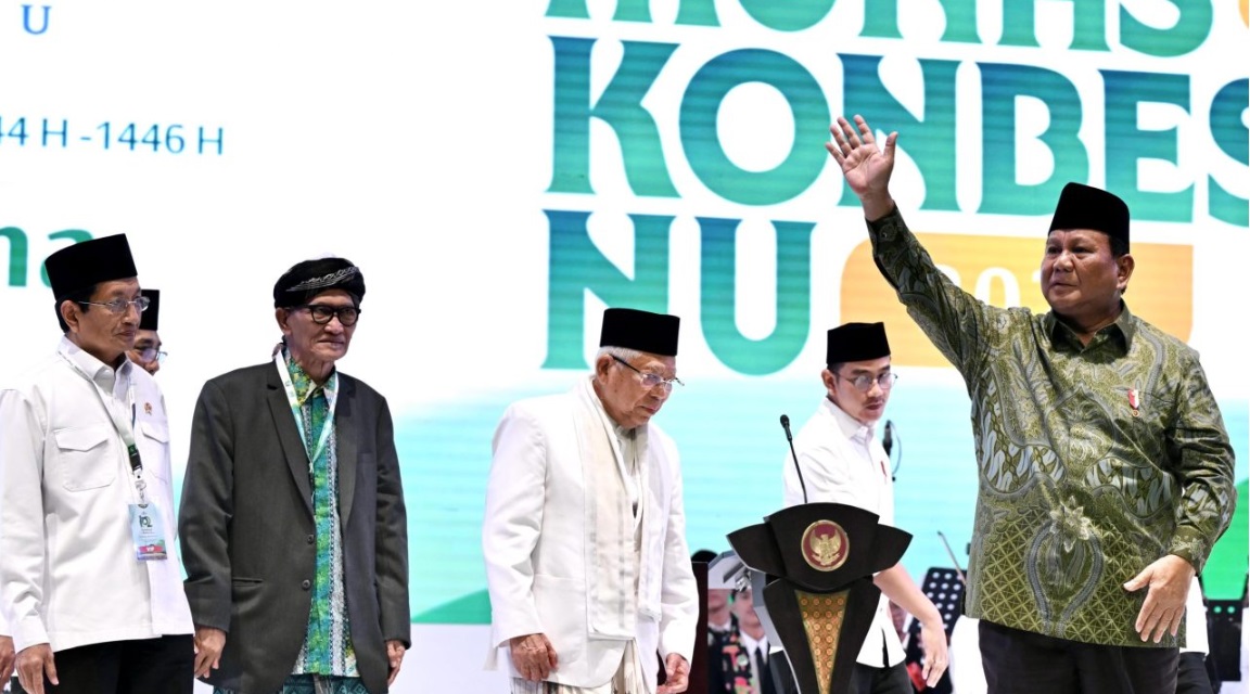 Presiden Prabowo Subianto menghadiri peringatan Hari Lahir (Harlah) ke-102 Nahdlatul Ulama (NU) yang digelar di Istora Senayan, Jakarta, pada Rabu, 5 Februari 2025. Foto: BPMI Setpres/Cahyo