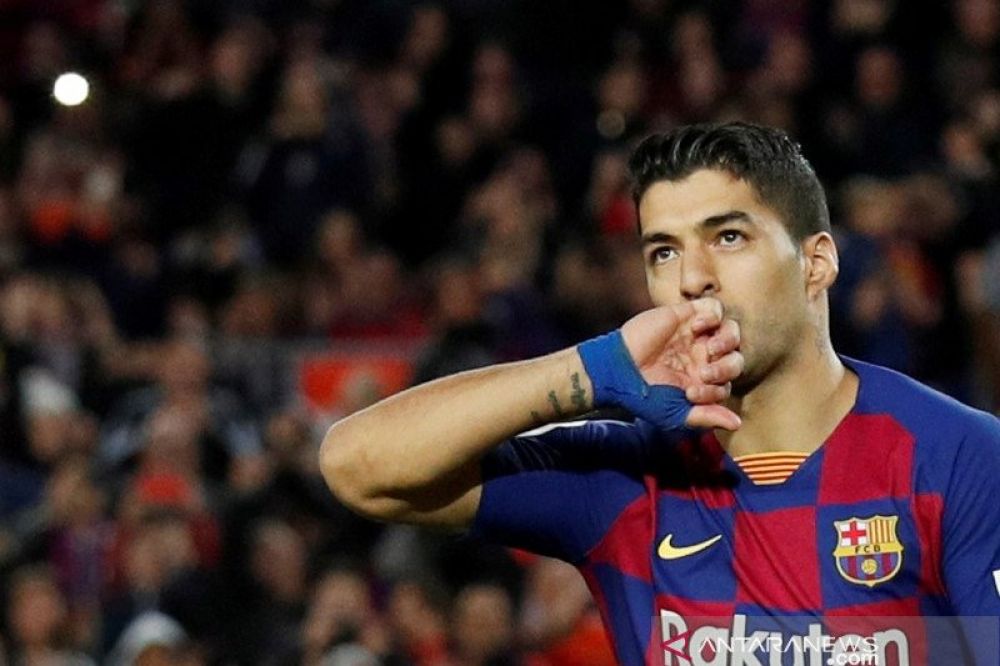 ANDALAN: Striker Barcelona Luis  Suarez. Foto: Antara
