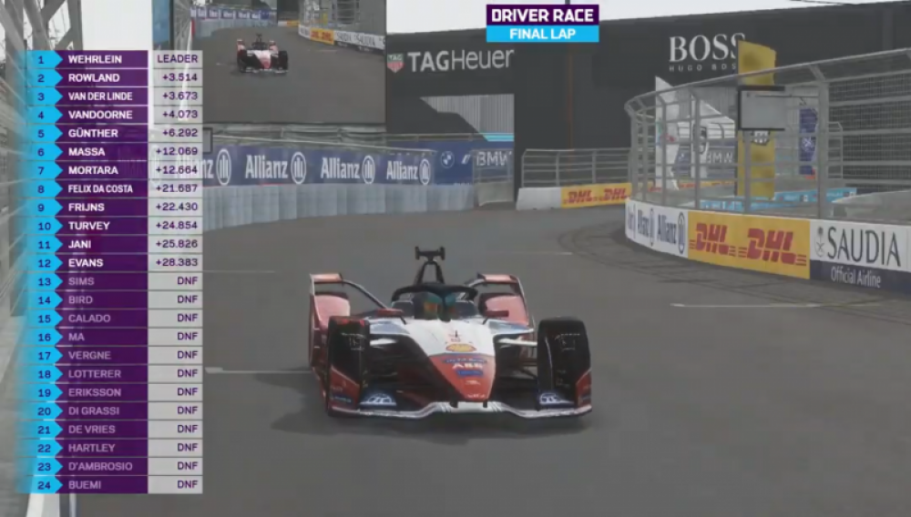 Tangkapan layar balap virtual Race at Home Challenge seri ke-7: Pascal Wehrlein dari tim Mahindra Racing (ANTARA/Aditya E.S. Wicaksono)

